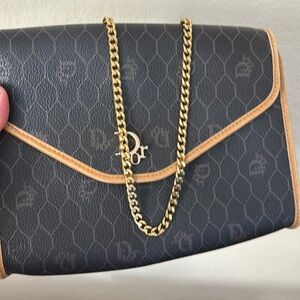 Dior Black and Tan small cross body with original Gold Chain